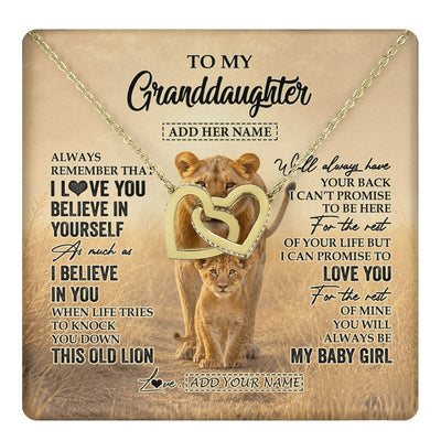 Interlocking Hearts Necklace 18K Yellow Gold Finish | 1 | Personalized To My Granddaughter Gifts Necklace From Grandma Always Remember Lion Gifts For Granddaughter Birthday Graduation Christmas Gift Box Message Card | https://teecentury.