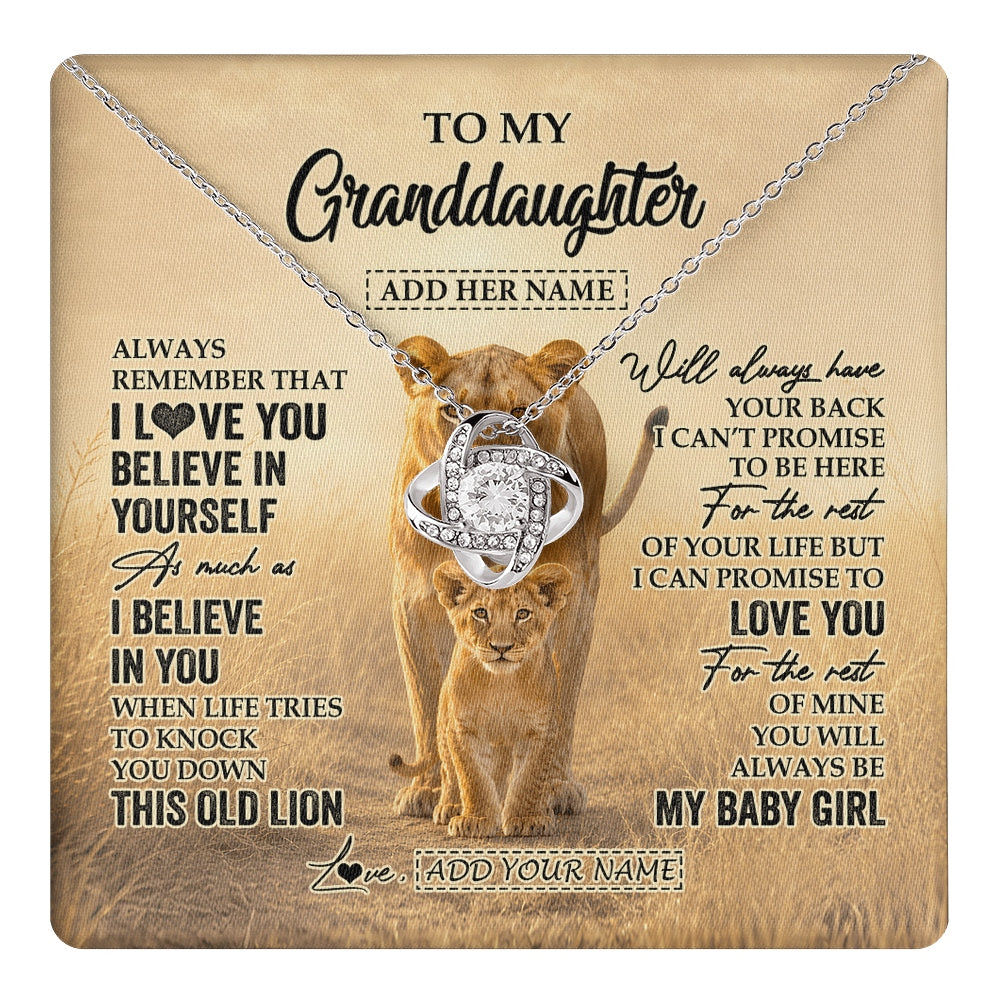 Love Knot Necklace 14K White Gold Finish | 1 | Personalized To My Granddaughter Gifts Necklace From Grandma Always Remember Lion Gifts For Granddaughter Birthday Graduation Christmas Gift Box Message Card | https://teecentury.