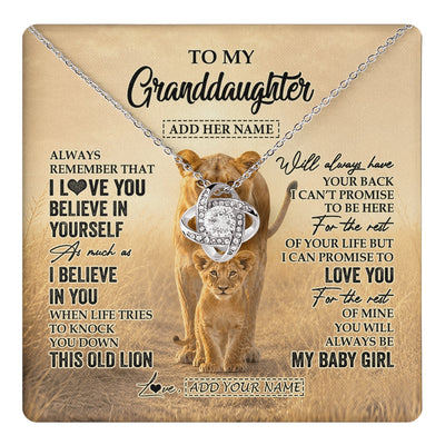 Love Knot Necklace 14K White Gold Finish | 1 | Personalized To My Granddaughter Gifts Necklace From Grandma Always Remember Lion Gifts For Granddaughter Birthday Graduation Christmas Gift Box Message Card | https://teecentury.