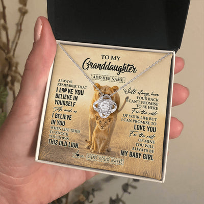 Love Knot Necklace 14K White Gold Finish | 2 | Personalized To My Granddaughter Gifts Necklace From Grandma Always Remember Lion Gifts For Granddaughter Birthday Graduation Christmas Gift Box Message Card | https://teecentury.