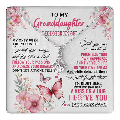 Alluring Beauty Necklace 14K White Gold Finish | 1 | Personalized To My Granddaughter Gifts Necklace From Grandma Butterfly My Only Wish For You Granddaughter Birthday Gifts Christmas Gift Box Message Card | teecentury.myshopify