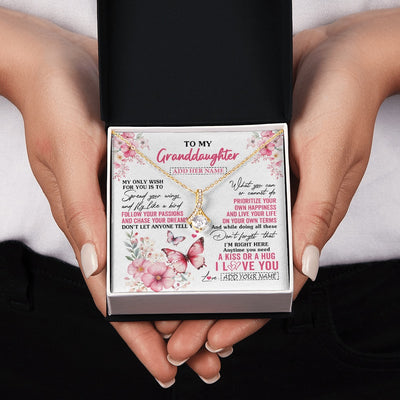 Alluring Beauty Necklace 18K Yellow Gold Finish | 2 | Personalized To My Granddaughter Gifts Necklace From Grandma Butterfly My Only Wish For You Granddaughter Birthday Gifts Christmas Gift Box Message Card | teecentury.myshopify