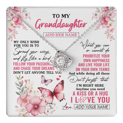 Love Knot Necklace 14K White Gold Finish | 1 | Personalized To My Granddaughter Gifts Necklace From Grandma Butterfly My Only Wish For You Granddaughter Birthday Gifts Christmas Gift Box Message Card | teecentury.myshopify