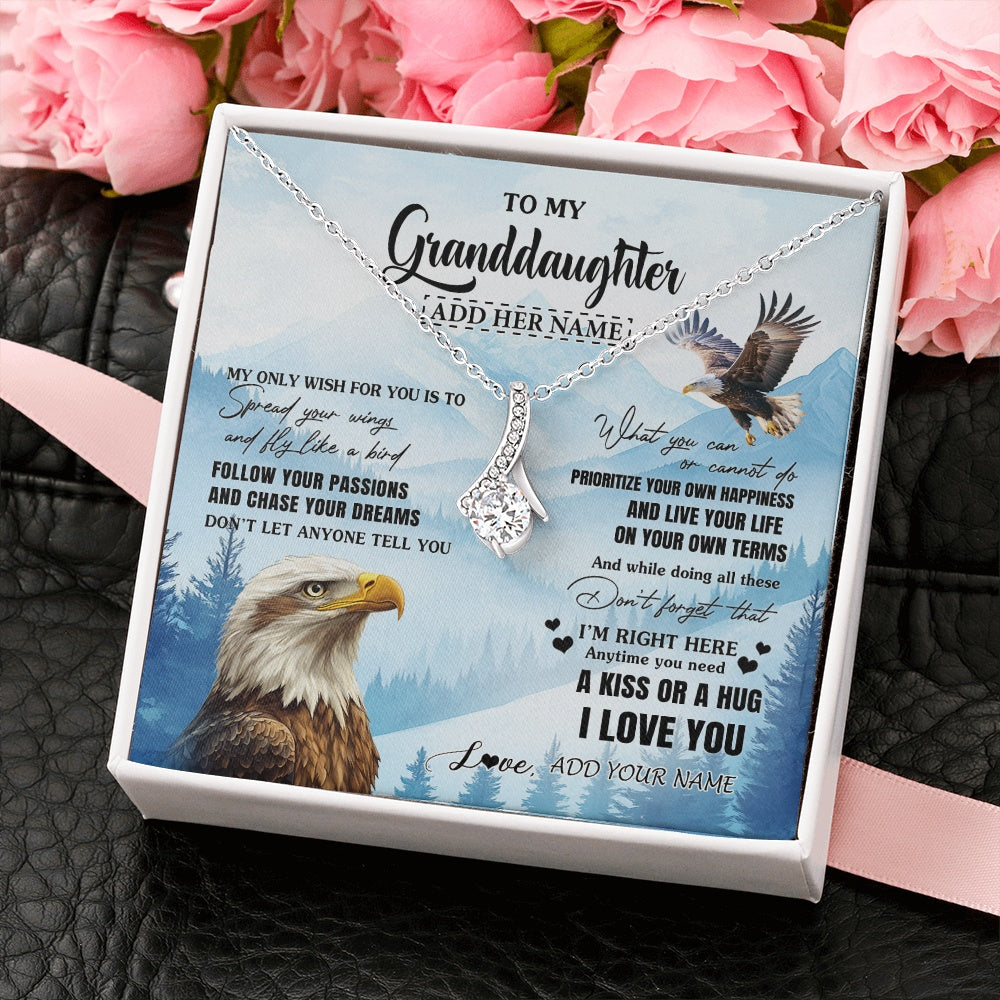 Alluring Beauty Necklace 14K White Gold Finish | 2 | Personalized To My Granddaughter Gifts Necklace From Grandma Grandpa Eagle My Only Wish For You Granddaughter Birthday Gifts Christmas Gift Box Message Card | teecentury.myshopify