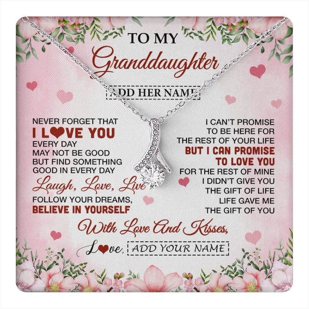 Alluring Beauty Necklace 14K White Gold Finish | 1 | Personalized To My Granddaughter Gifts Necklace From Grandma Grandpa Floral I Love You Birthday Gifts For Granddaughter Graduation Christmas Gift Box Message Card | https://teecentury.