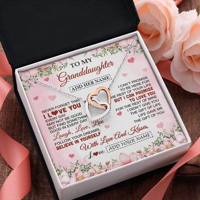 Interlocking Hearts Necklace Stainless Steel & Rose Gold Finish | 2 | Personalized To My Granddaughter Gifts Necklace From Grandma Grandpa Floral I Love You Birthday Gifts For Granddaughter Graduation Christmas Gift Box Message Card | https://teecentury.