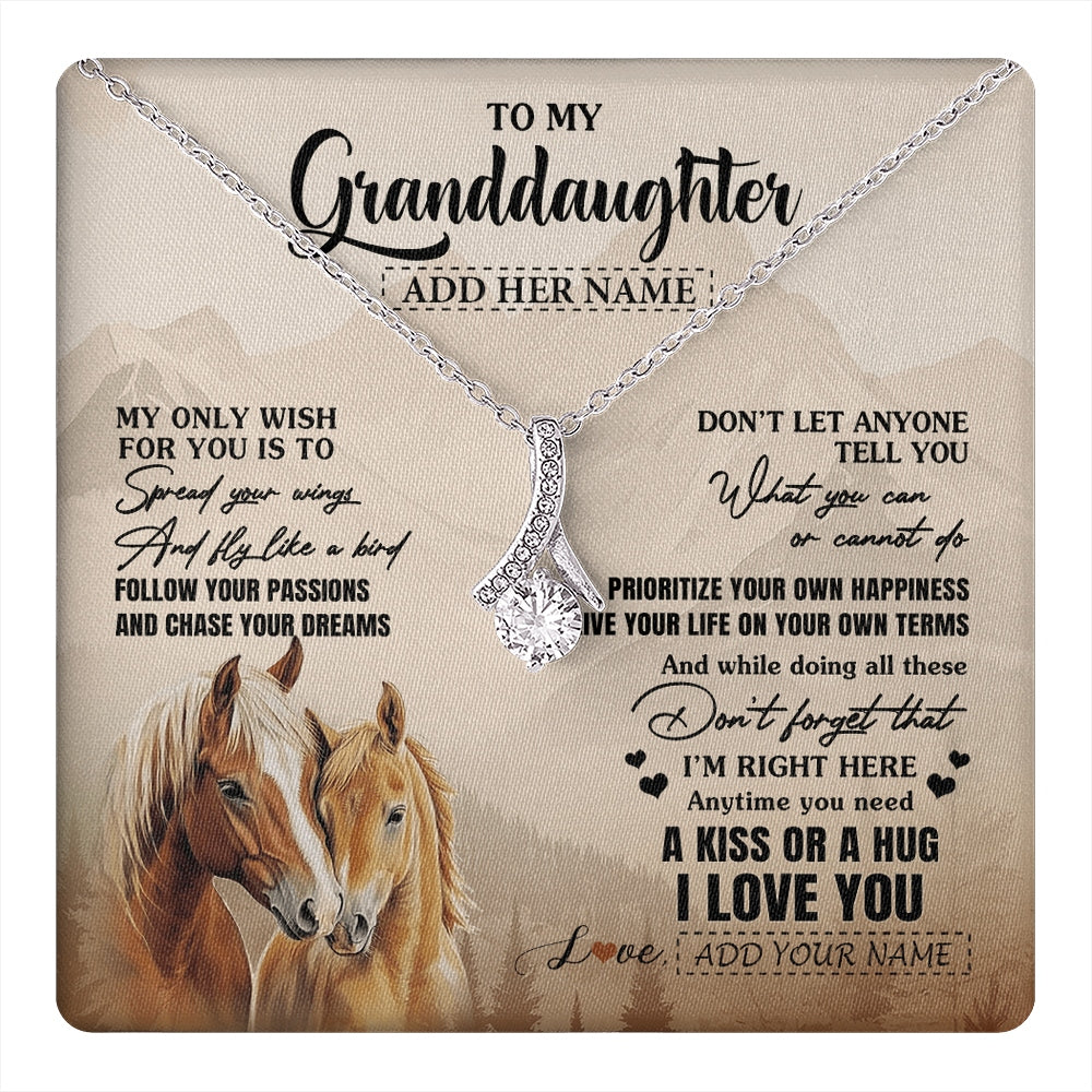 Alluring Beauty Necklace 14K White Gold Finish | 1 | Personalized To My Granddaughter Gifts Necklace From Grandma Grandpa Horse My Only Wish For You Granddaughter Birthday Gifts Christmas Gift Box Message Card | https://teecentury.