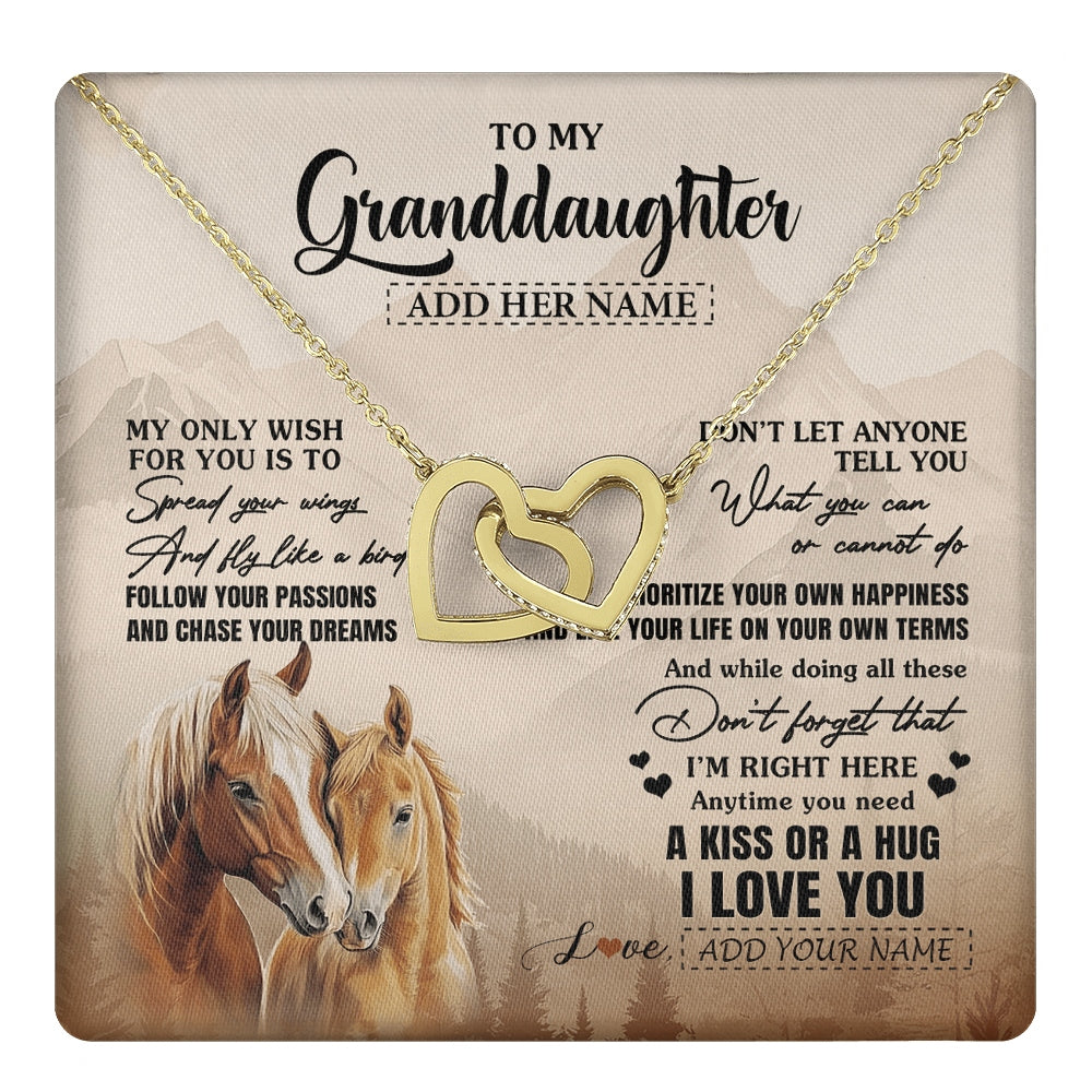 Interlocking Hearts Necklace 18K Yellow Gold Finish | 1 | Personalized To My Granddaughter Gifts Necklace From Grandma Grandpa Horse My Only Wish For You Granddaughter Birthday Gifts Christmas Gift Box Message Card | https://teecentury.