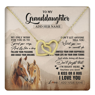 Interlocking Hearts Necklace 18K Yellow Gold Finish | 1 | Personalized To My Granddaughter Gifts Necklace From Grandma Grandpa Horse My Only Wish For You Granddaughter Birthday Gifts Christmas Gift Box Message Card | https://teecentury.