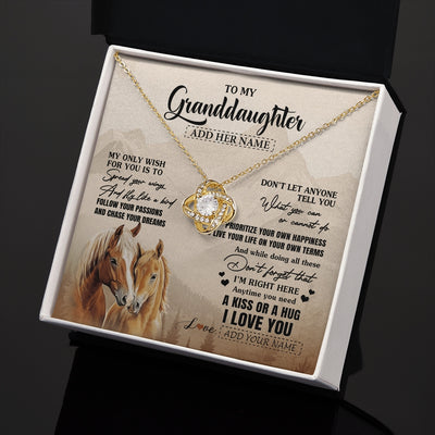 Love Knot Necklace 18K Yellow Gold Finish | 2 | Personalized To My Granddaughter Gifts Necklace From Grandma Grandpa Horse My Only Wish For You Granddaughter Birthday Gifts Christmas Gift Box Message Card | https://teecentury.