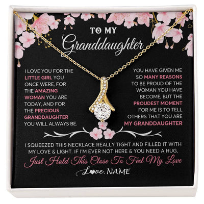 Alluring Beauty Necklace 18K Yellow Gold Finish | 1 | Personalized To My Granddaughter Gifts Necklace From Grandma Grandpa Love Precious Granddaughter Birthday Graduation Christmas Customized Gift Box Message Card | teecentury