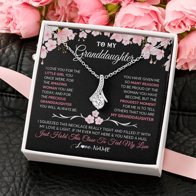 Alluring Beauty Necklace 14K White Gold Finish | 2 | Personalized To My Granddaughter Gifts Necklace From Grandma Grandpa Love Precious Granddaughter Birthday Graduation Christmas Customized Gift Box Message Card | teecentury