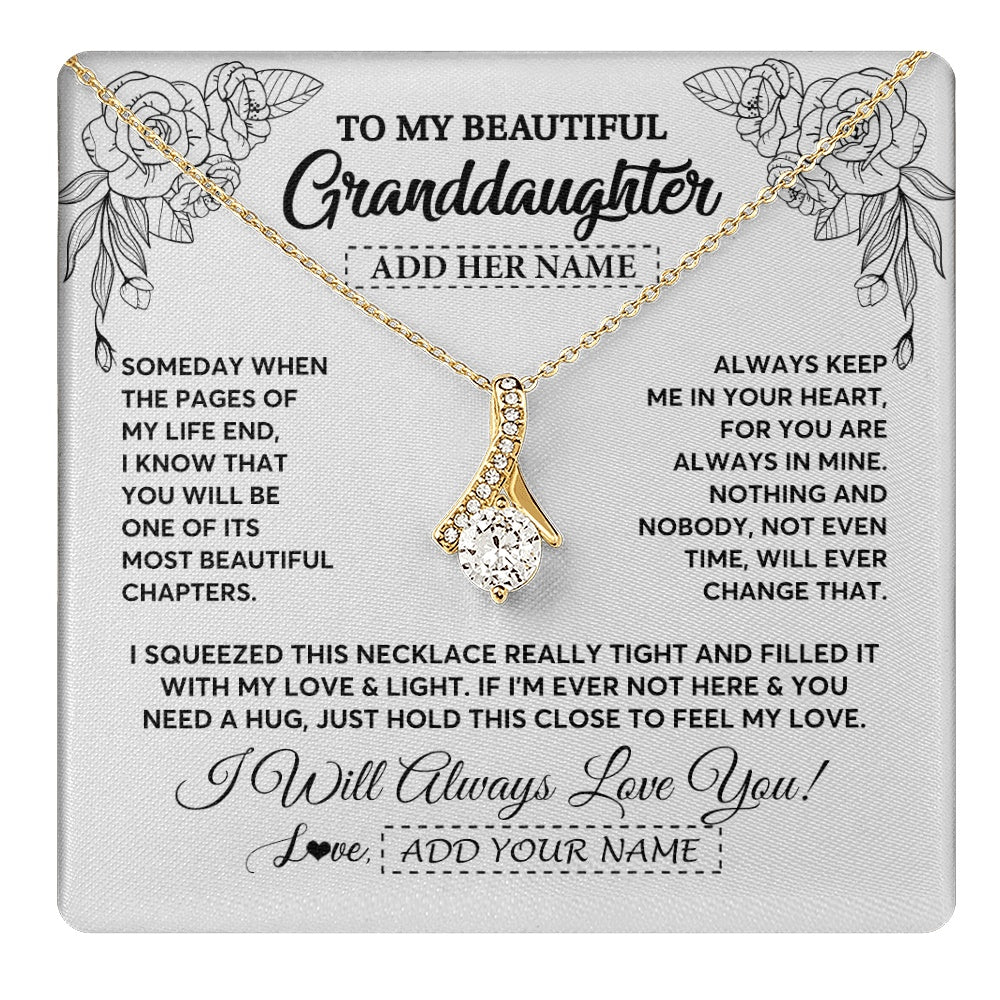Alluring Beauty Necklace 18K Yellow Gold Finish | 1 | Personalized To My Granddaughter Gifts Necklace From Grandma Grandpa Someday When The Pages Birthday Granddaughter Christmas Graduation Gift Box Message Card | https://teecentury.