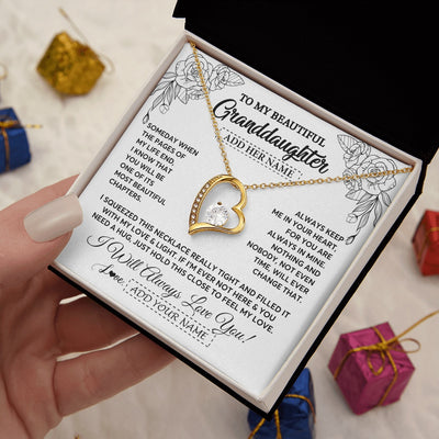 Forever Love Necklace 18K Yellow Gold Finish | 2 | Personalized To My Granddaughter Gifts Necklace From Grandma Grandpa Someday When The Pages Birthday Granddaughter Christmas Graduation Gift Box Message Card | https://teecentury.