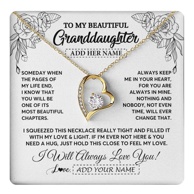 Forever Love Necklace 18K Yellow Gold Finish | 1 | Personalized To My Granddaughter Gifts Necklace From Grandma Grandpa Someday When The Pages Birthday Granddaughter Christmas Graduation Gift Box Message Card | https://teecentury.