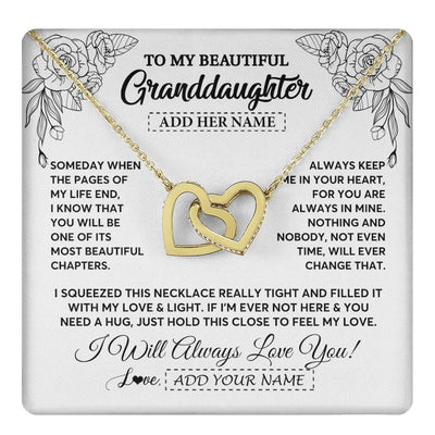 Interlocking Hearts Necklace 18K Yellow Gold Finish | 1 | Personalized To My Granddaughter Gifts Necklace From Grandma Grandpa Someday When The Pages Birthday Granddaughter Christmas Graduation Gift Box Message Card | https://teecentury.