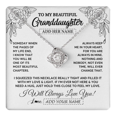 Love Knot Necklace 14K White Gold Finish | 1 | Personalized To My Granddaughter Gifts Necklace From Grandma Grandpa Someday When The Pages Birthday Granddaughter Christmas Graduation Gift Box Message Card | https://teecentury.