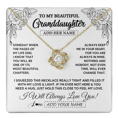 Love Knot Necklace 18K Yellow Gold Finish | 1 | Personalized To My Granddaughter Gifts Necklace From Grandma Grandpa Someday When The Pages Birthday Granddaughter Christmas Graduation Gift Box Message Card | https://teecentury.
