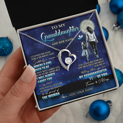 Forever Love Necklace 14K White Gold Finish | 2 | Personalized To My Granddaughter Gifts Necklace From Grandma I Closed My Eyes For A Moment Granddaughter Birthday Graduation Christmas Gift Box Message Card | teecentury.myshopify