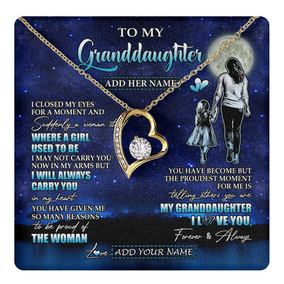 Forever Love Necklace 18K Yellow Gold Finish | 1 | Personalized To My Granddaughter Gifts Necklace From Grandma I Closed My Eyes For A Moment Granddaughter Birthday Graduation Christmas Gift Box Message Card | teecentury.myshopify