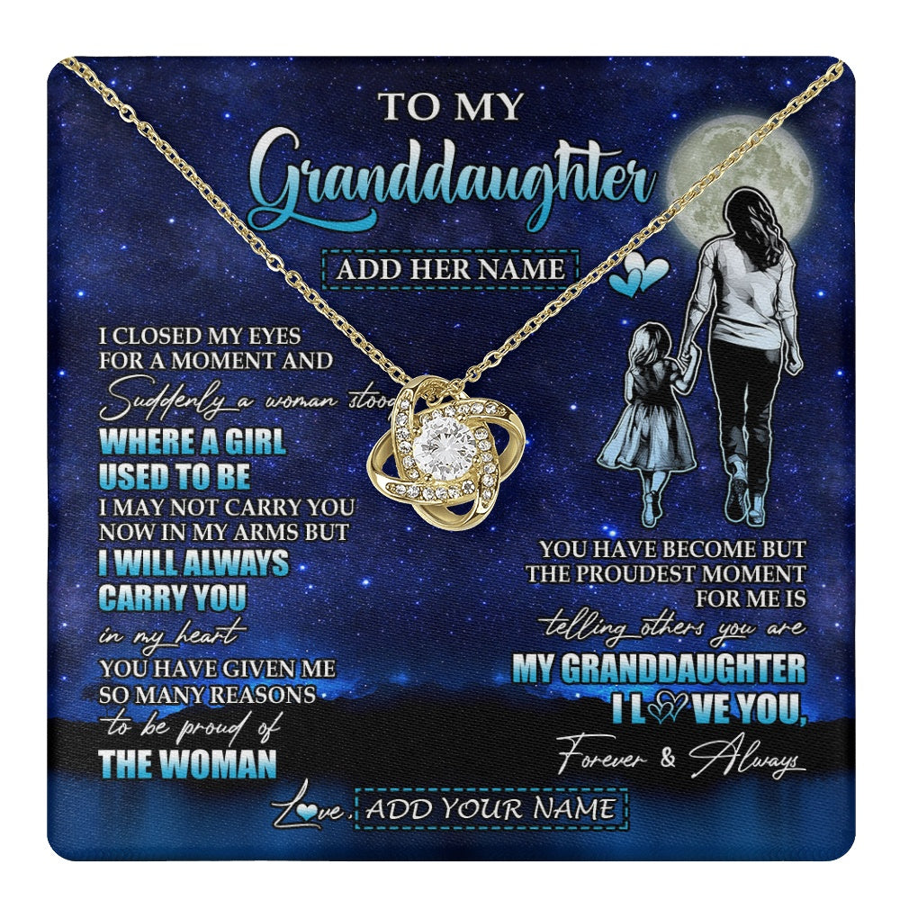 Love Knot Necklace 18K Yellow Gold Finish | 1 | Personalized To My Granddaughter Gifts Necklace From Grandma I Closed My Eyes For A Moment Granddaughter Birthday Graduation Christmas Gift Box Message Card | teecentury.myshopify