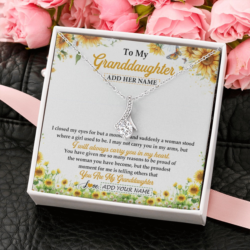 Alluring Beauty Necklace 14K White Gold Finish | 2 | Personalized To My Granddaughter Gifts Necklace From Grandma I Closed My Eyes Sunflower Best Granddaughter Birthday Gifts Christmas Gift Box Message Card | teecentury.myshopify