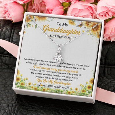 Alluring Beauty Necklace 14K White Gold Finish | 2 | Personalized To My Granddaughter Gifts Necklace From Grandma I Closed My Eyes Sunflower Best Granddaughter Birthday Gifts Christmas Gift Box Message Card | teecentury.myshopify
