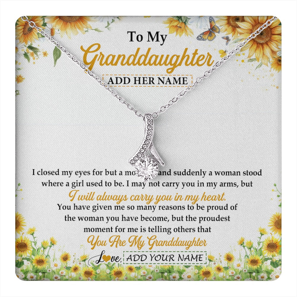 Alluring Beauty Necklace 14K White Gold Finish | 1 | Personalized To My Granddaughter Gifts Necklace From Grandma I Closed My Eyes Sunflower Best Granddaughter Birthday Gifts Christmas Gift Box Message Card | teecentury.myshopify
