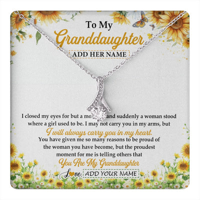 Alluring Beauty Necklace 14K White Gold Finish | 1 | Personalized To My Granddaughter Gifts Necklace From Grandma I Closed My Eyes Sunflower Best Granddaughter Birthday Gifts Christmas Gift Box Message Card | teecentury.myshopify