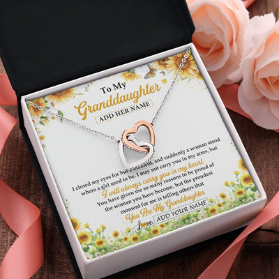 Interlocking Hearts Necklace Stainless Steel & Rose Gold Finish | 2 | Personalized To My Granddaughter Gifts Necklace From Grandma I Closed My Eyes Sunflower Best Granddaughter Birthday Gifts Christmas Gift Box Message Card | teecentury.myshopify
