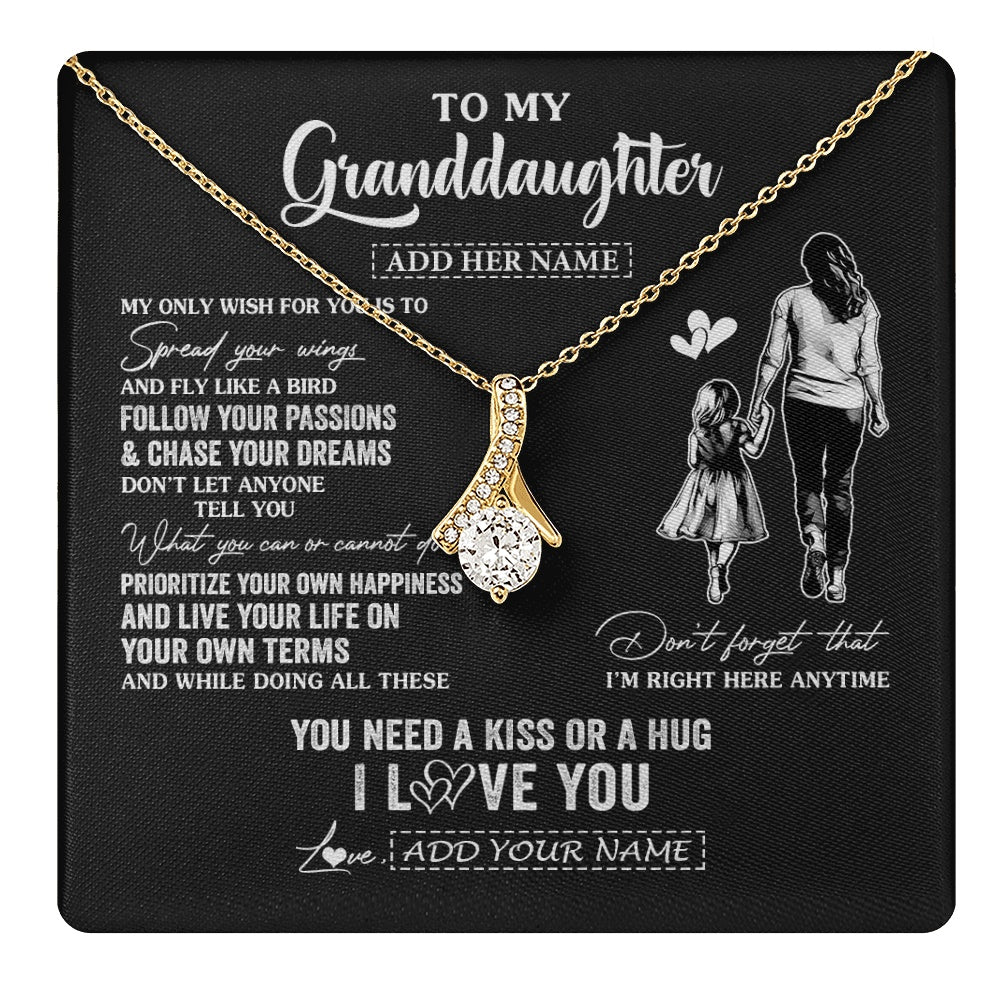 Alluring Beauty Necklace 18K Yellow Gold Finish | 1 | Personalized To My Granddaughter Gifts Necklace From Grandma Nana My Only Wish For You Granddaughter Birthday Gifts Graduation Christmas Gift Box Message Card | teecentury.myshopify