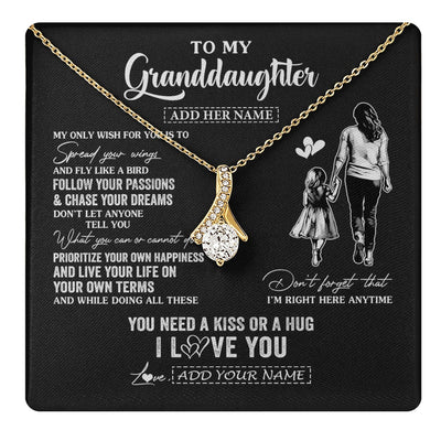Alluring Beauty Necklace 18K Yellow Gold Finish | 1 | Personalized To My Granddaughter Gifts Necklace From Grandma Nana My Only Wish For You Granddaughter Birthday Gifts Graduation Christmas Gift Box Message Card | teecentury.myshopify