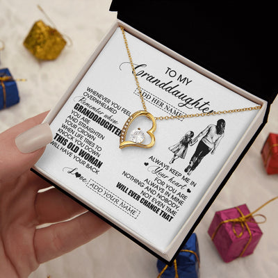 Forever Love Necklace 18K Yellow Gold Finish | 2 | Personalized To My Granddaughter Gifts Necklace From Grandma Nana Whenever Woman Unique Birthday Gifts For Granddaughter Christmas Gift Box Message Card | teecentury.myshopify