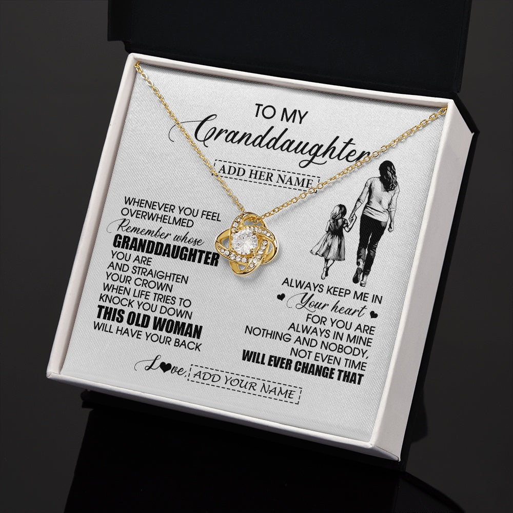 Love Knot Necklace 18K Yellow Gold Finish | 2 | Personalized To My Granddaughter Gifts Necklace From Grandma Nana Whenever Woman Unique Birthday Gifts For Granddaughter Christmas Gift Box Message Card | teecentury.myshopify