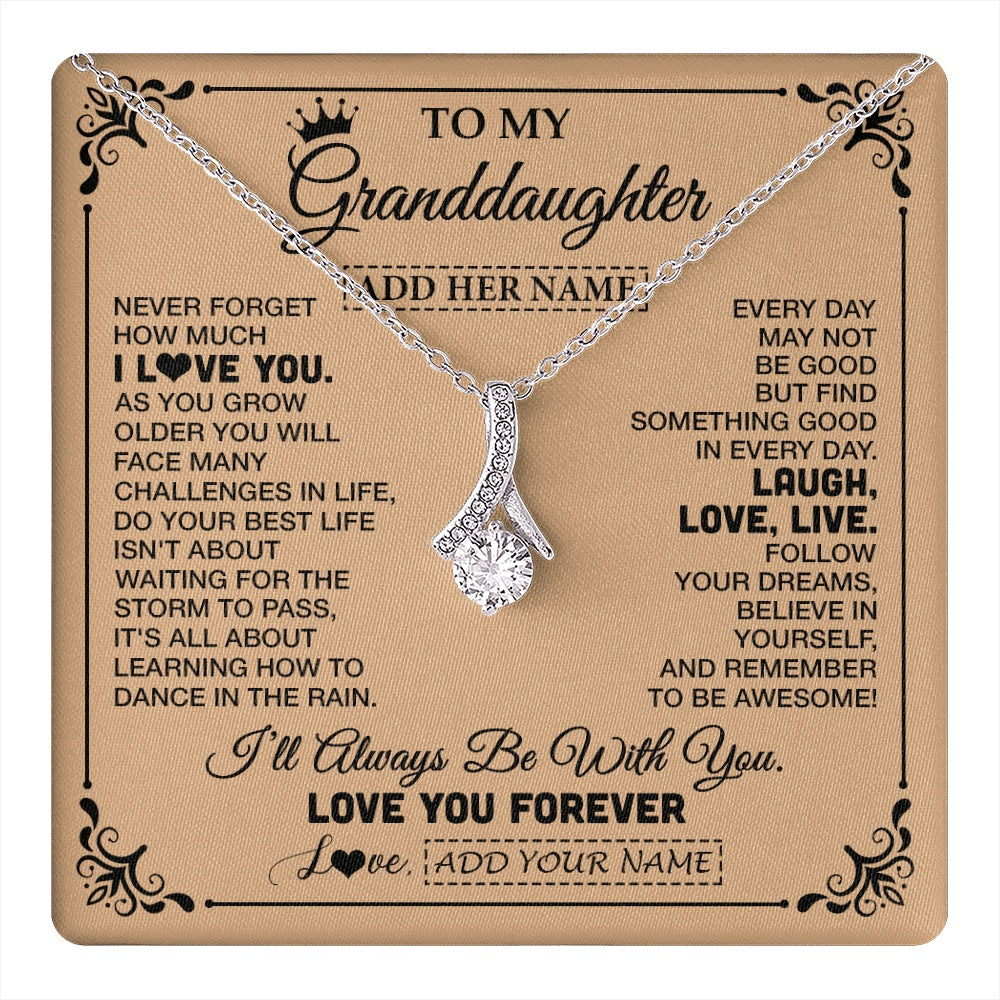Alluring Beauty Necklace 14K White Gold Finish | 1 | Personalized To My Granddaughter Gifts Necklace From Grandma Never Forget How Much I Love You Granddaughter Birthday Gifts Christmas Gift Box Message Card | https://teecentury.