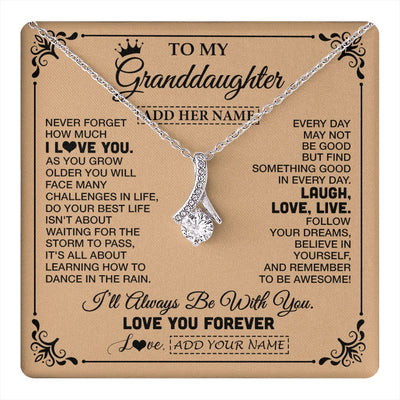 Alluring Beauty Necklace 14K White Gold Finish | 1 | Personalized To My Granddaughter Gifts Necklace From Grandma Never Forget How Much I Love You Granddaughter Birthday Gifts Christmas Gift Box Message Card | https://teecentury.