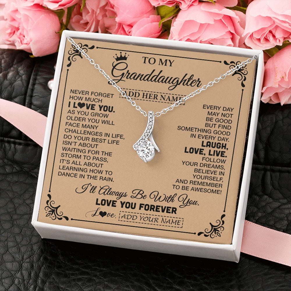 Alluring Beauty Necklace 14K White Gold Finish | 2 | Personalized To My Granddaughter Gifts Necklace From Grandma Never Forget How Much I Love You Granddaughter Birthday Gifts Christmas Gift Box Message Card | https://teecentury.
