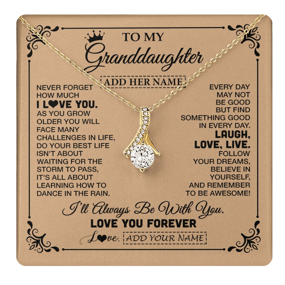 Alluring Beauty Necklace 18K Yellow Gold Finish | 1 | Personalized To My Granddaughter Gifts Necklace From Grandma Never Forget How Much I Love You Granddaughter Birthday Gifts Christmas Gift Box Message Card | https://teecentury.