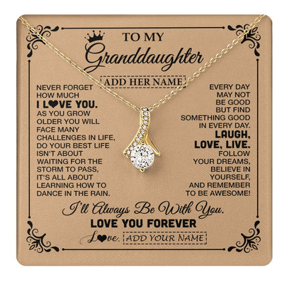 Alluring Beauty Necklace 18K Yellow Gold Finish | 1 | Personalized To My Granddaughter Gifts Necklace From Grandma Never Forget How Much I Love You Granddaughter Birthday Gifts Christmas Gift Box Message Card | https://teecentury.