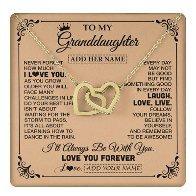 Interlocking Hearts Necklace 18K Yellow Gold Finish | 1 | Personalized To My Granddaughter Gifts Necklace From Grandma Never Forget How Much I Love You Granddaughter Birthday Gifts Christmas Gift Box Message Card | https://teecentury.