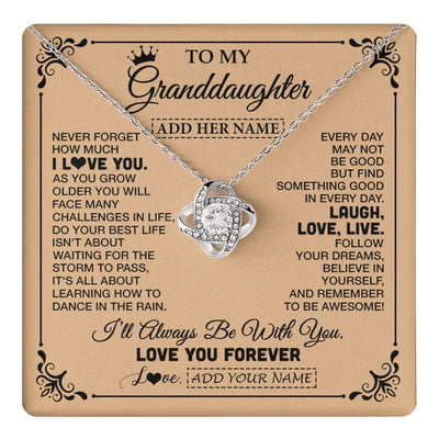 Love Knot Necklace 14K White Gold Finish | 1 | Personalized To My Granddaughter Gifts Necklace From Grandma Never Forget How Much I Love You Granddaughter Birthday Gifts Christmas Gift Box Message Card | https://teecentury.