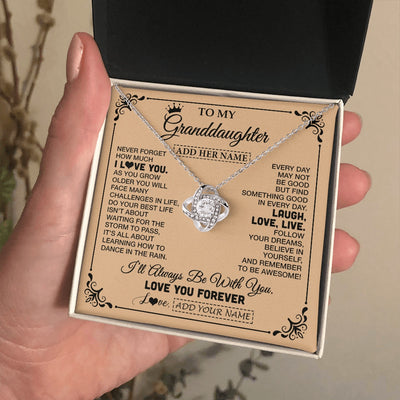 Love Knot Necklace 14K White Gold Finish | 2 | Personalized To My Granddaughter Gifts Necklace From Grandma Never Forget How Much I Love You Granddaughter Birthday Gifts Christmas Gift Box Message Card | https://teecentury.