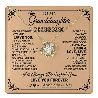 Love Knot Necklace 18K Yellow Gold Finish | 1 | Personalized To My Granddaughter Gifts Necklace From Grandma Never Forget How Much I Love You Granddaughter Birthday Gifts Christmas Gift Box Message Card | https://teecentury.