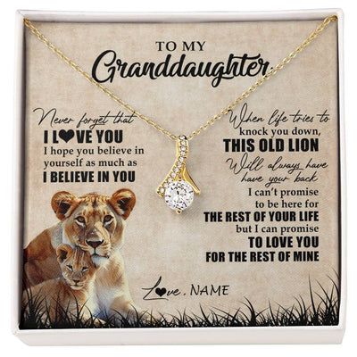 Alluring Beauty Necklace 18K Yellow Gold Finish | Personalized To My Granddaughter Gifts Necklace From Grandma Old Lion Granddaughter Jewelry Birthday Graduation Christmas Customized Gift Box Message Card | teecentury
