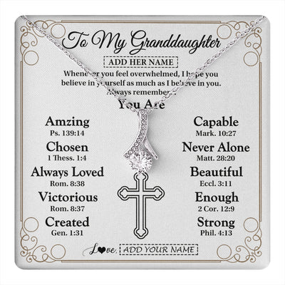 Alluring Beauty Necklace 14K White Gold Finish | 1 | Personalized To My Granddaughter Gifts Necklace From Grandma Papa Christ Christian Gifts For Granddaughter Birthday Christmas Graduation Gift Box Message Card | https://teecentury.