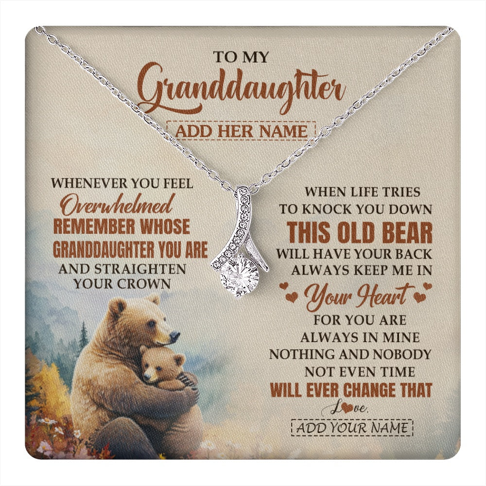 Alluring Beauty Necklace 14K White Gold Finish | 1 | Personalized To My Granddaughter Gifts Necklace From Grandma Whenever Bear Unique Birthday Gifts For Granddaughter Graduation Christmas Gift Box Message Card | teecentury.myshopify