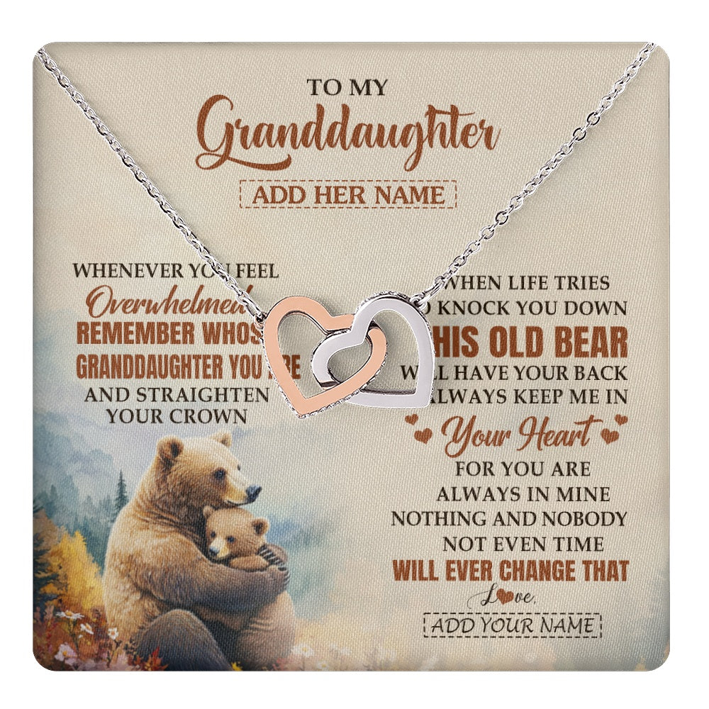Interlocking Hearts Necklace Stainless Steel & Rose Gold Finish | 1 | Personalized To My Granddaughter Gifts Necklace From Grandma Whenever Bear Unique Birthday Gifts For Granddaughter Graduation Christmas Gift Box Message Card | teecentury.myshopify
