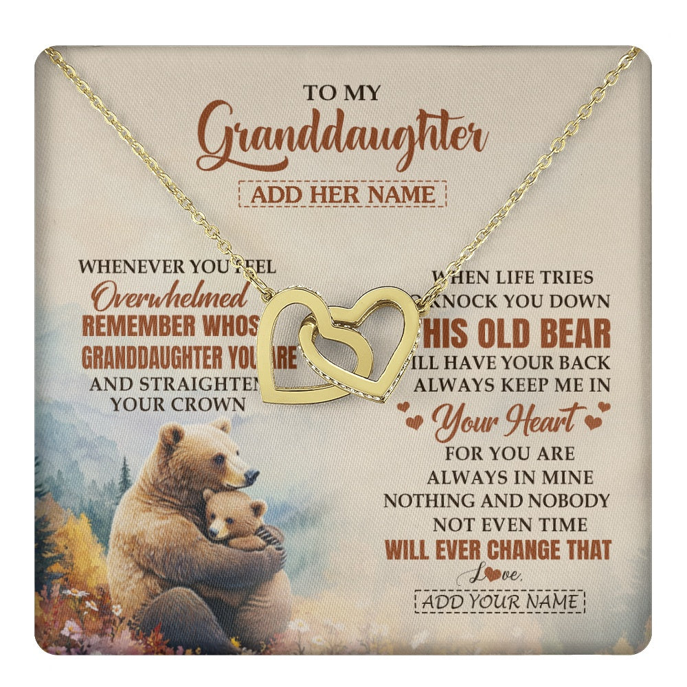 Interlocking Hearts Necklace 18K Yellow Gold Finish | 1 | Personalized To My Granddaughter Gifts Necklace From Grandma Whenever Bear Unique Birthday Gifts For Granddaughter Graduation Christmas Gift Box Message Card | teecentury.myshopify