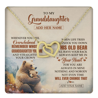 Interlocking Hearts Necklace 18K Yellow Gold Finish | 1 | Personalized To My Granddaughter Gifts Necklace From Grandma Whenever Bear Unique Birthday Gifts For Granddaughter Graduation Christmas Gift Box Message Card | teecentury.myshopify