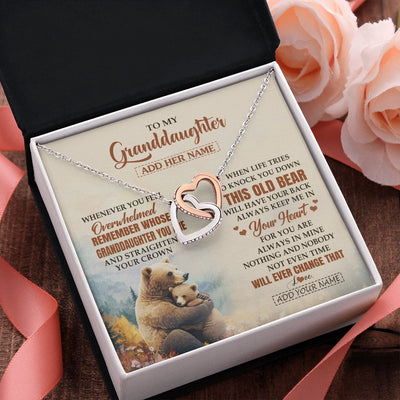 Interlocking Hearts Necklace Stainless Steel & Rose Gold Finish | 2 | Personalized To My Granddaughter Gifts Necklace From Grandma Whenever Bear Unique Birthday Gifts For Granddaughter Graduation Christmas Gift Box Message Card | teecentury.myshopify